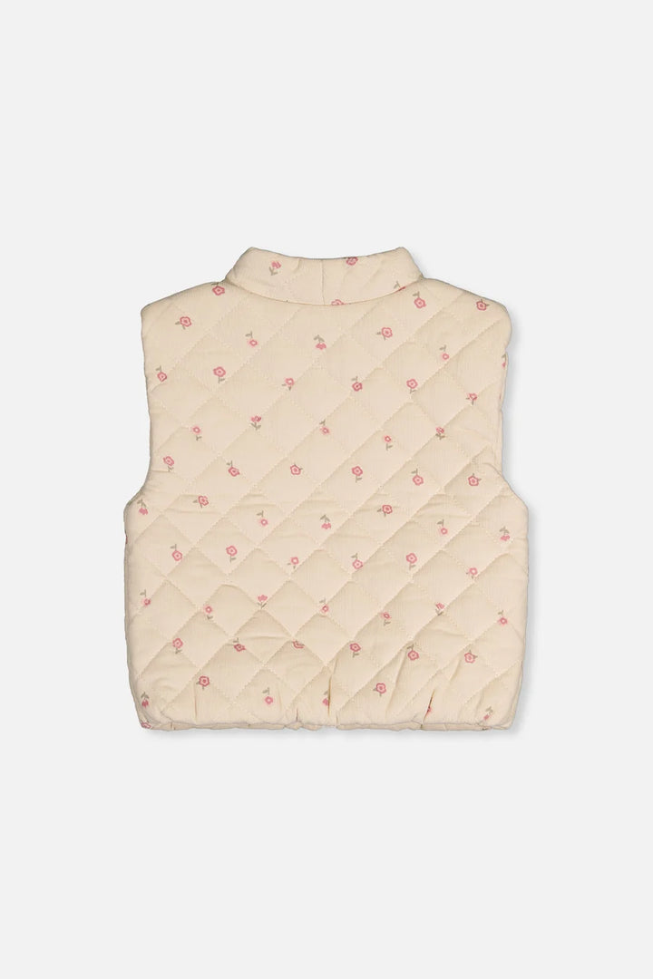 Deux Par Deux Corduroy Puffy Vest - Prairie Flower