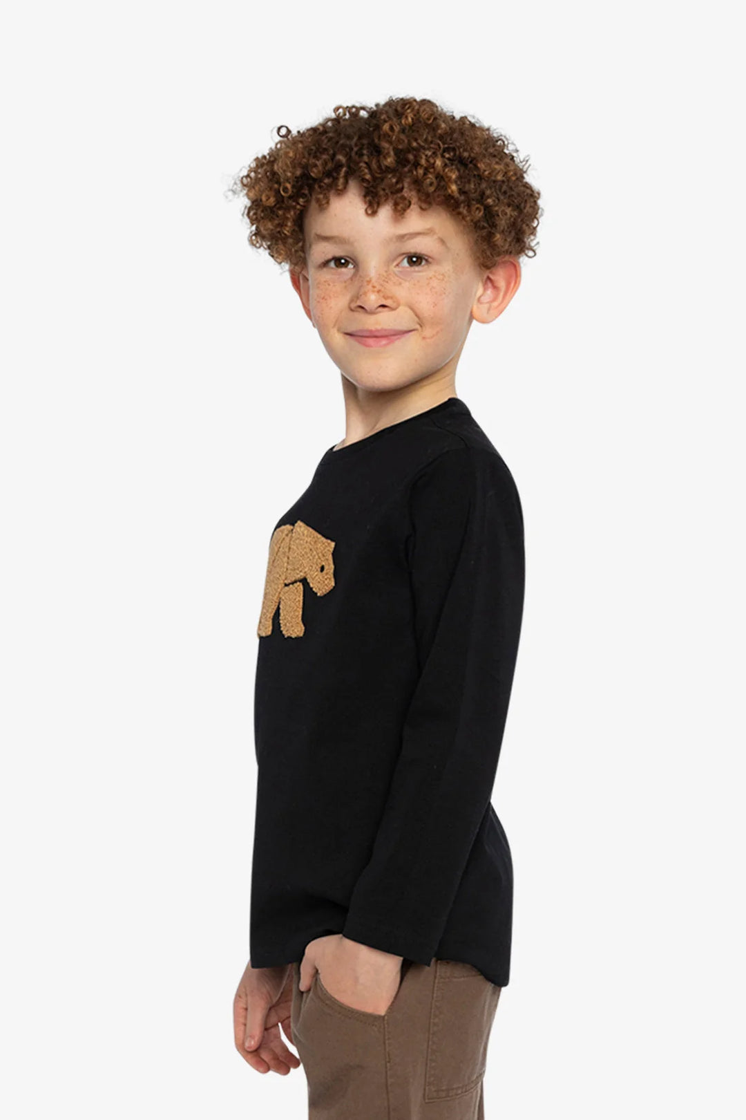 Deux Par Deux Organic Cotton Jersey T-Shirt Black And Beige