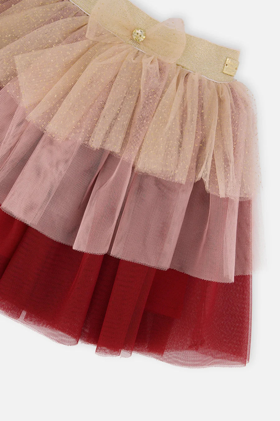 Deux Par Deux Multi-Layer Glittering Mesh Skirt - Multicolor/Jester Red
