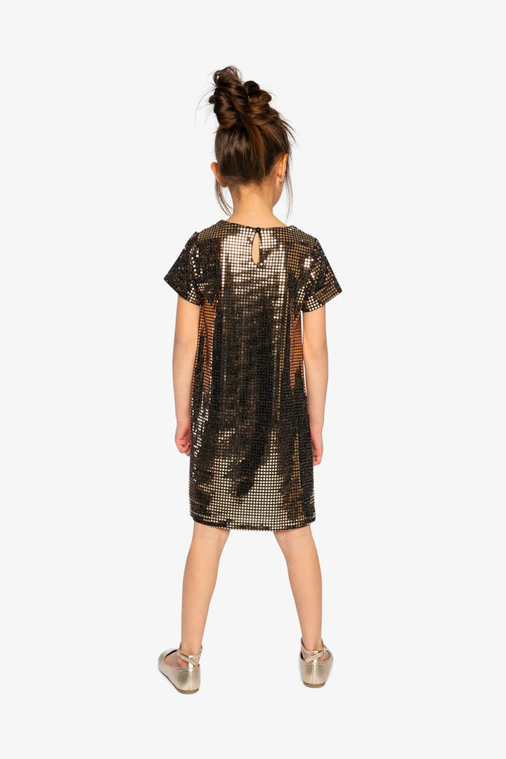 Deux Par Deux Short Sleeve A-Line Dress - Nougat/Beige
