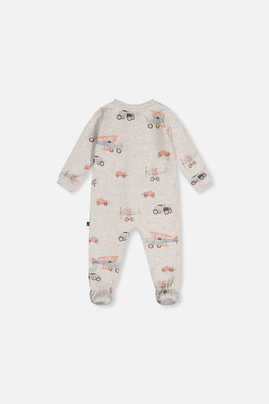 Deux Par Deux Organic Cotton One Piece Footed Pajama - Printed Airplanes