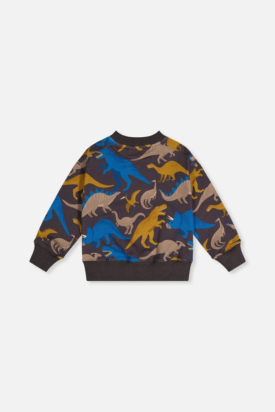 Deux Par Deux Fleece Sweatshirt Grey Dinosaur Print