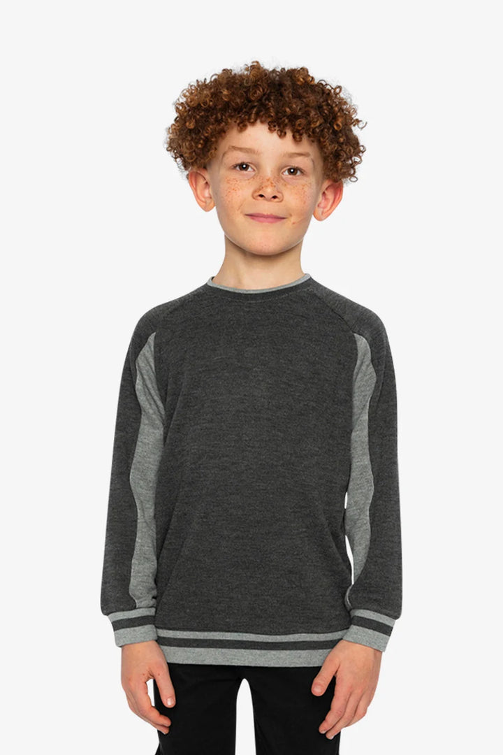 Deux Par Deux Soft Back Rib Sweater - Charcoal Mix