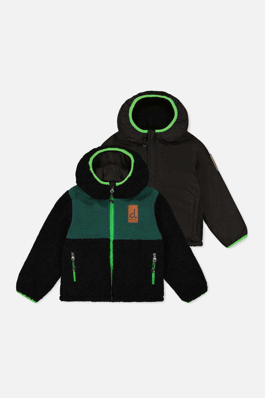 Deux Par Deux Reversible Mid-Season Jacket - Black/Green