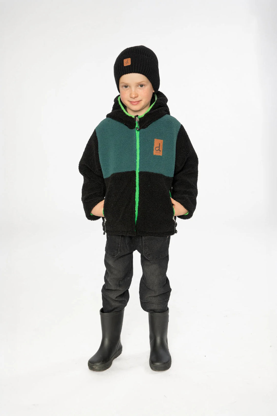 Deux Par Deux Reversible Mid-Season Jacket - Black/Green