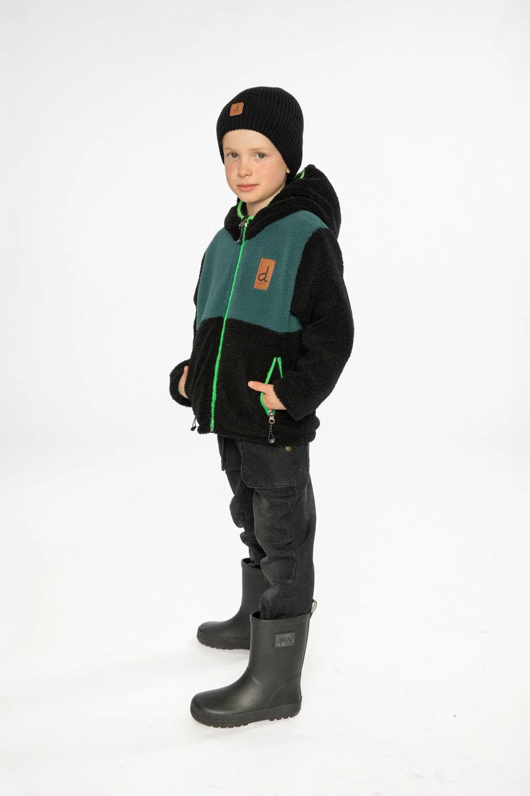 Deux Par Deux Reversible Mid-Season Jacket - Black/Green