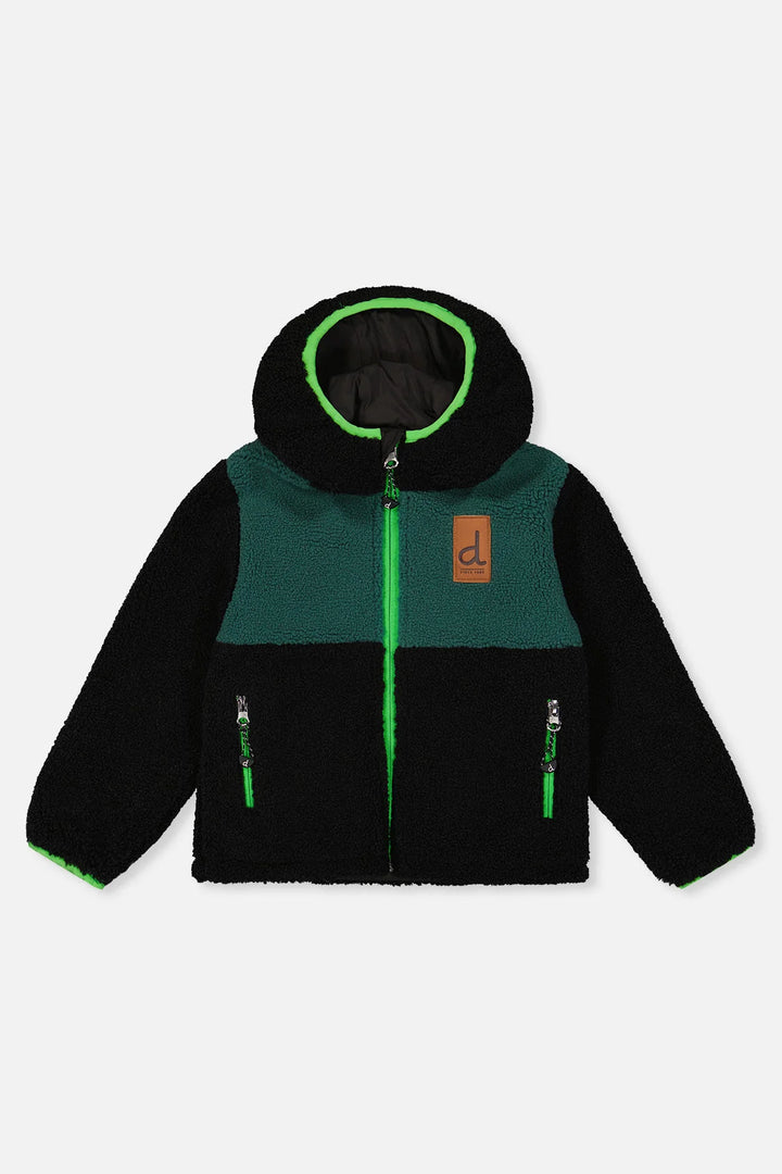 Deux Par Deux Reversible Mid-Season Jacket - Black/Green