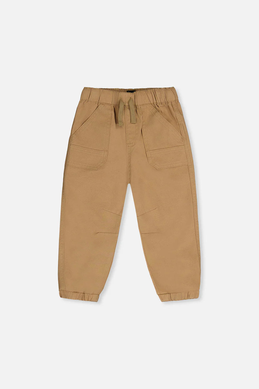 Deux Par Deux Stretch Canvas Jogger Pants with Patch - Tan