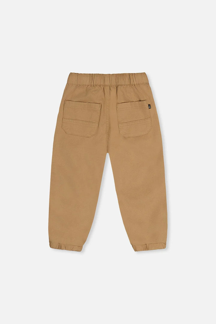 Deux Par Deux Stretch Canvas Jogger Pants with Patch - Tan