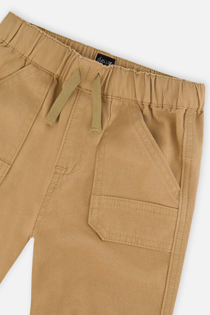 Deux Par Deux Stretch Canvas Jogger Pants with Patch - Tan