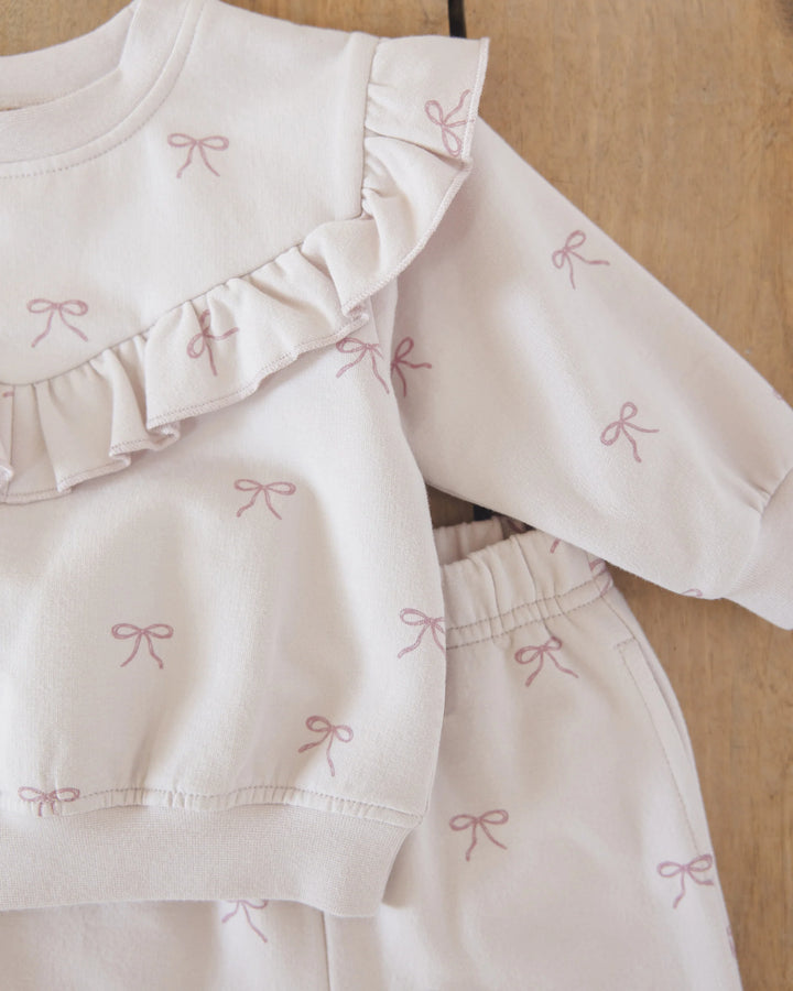 Quincy Mae Ruffle Fleece Sweatshirt - Bows