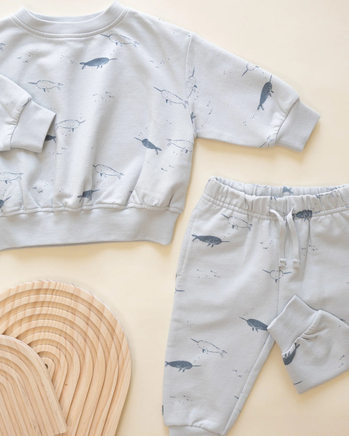 Quincy Mae Relaxed Fleece Sweatshirt - Narwhals