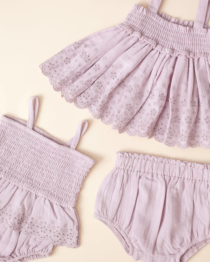 Quincy Mae Mae Smocked Top &amp; Bloomer Set - Lavender