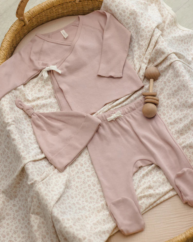 Quincy Mae Wrap Top &amp; Footed Pant Set - Blush