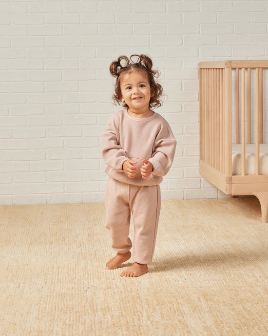 Quincy Mae Waffle Top + Pant Slouch Set - Blush