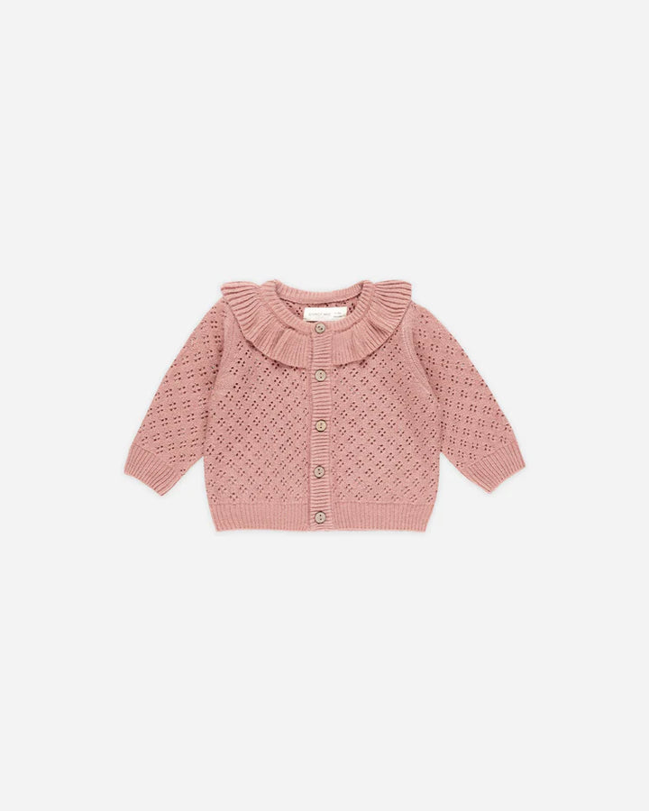 Quincy Mae Ruffle Collar Cardigan - Lipstick Pink