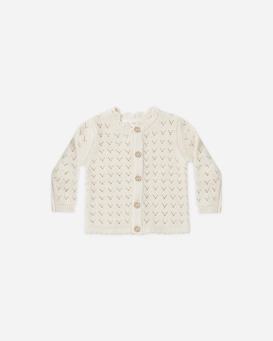 Quincy Mae Scalloped Cardigan - Natural