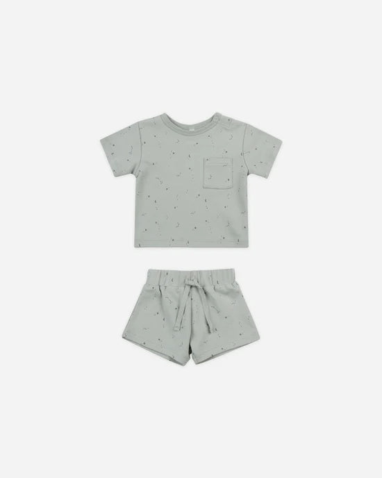 Quincy Mae Boxy Pocket Tee and Short Set - Constellations