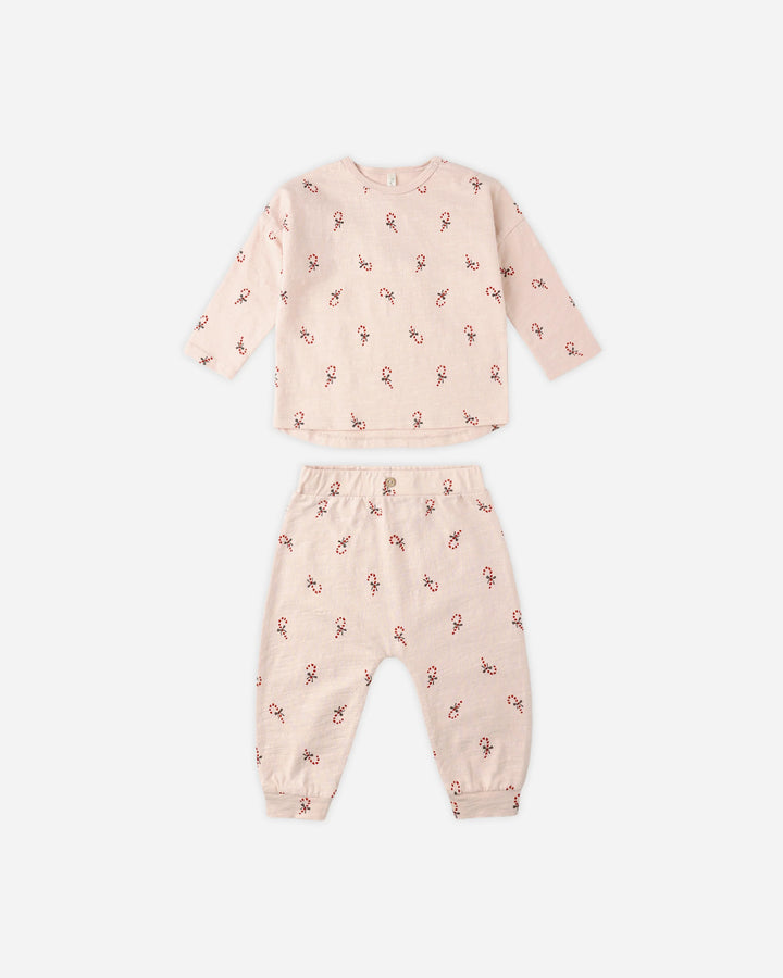 Rylee &amp; Cru Long Sleeve Tee &amp; Pant Set - Candy Canes