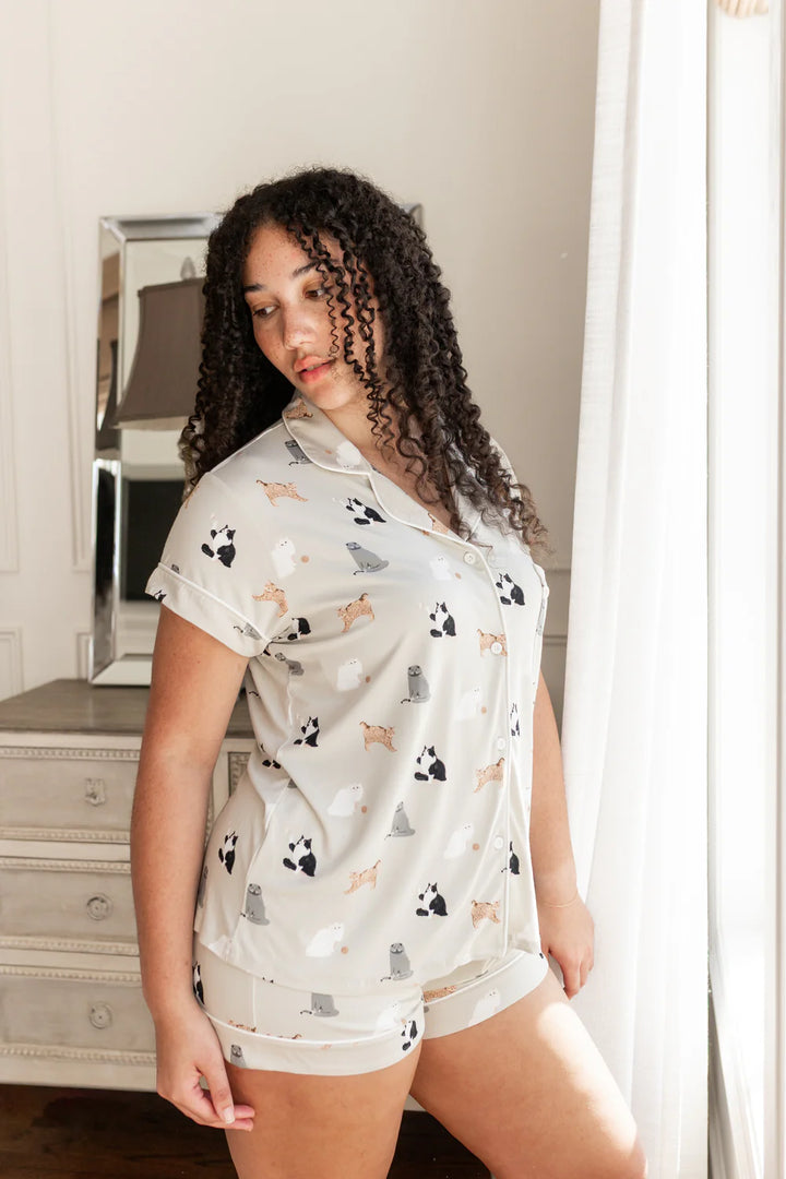 Kyte Baby Women;s Short Sleeve Pajama Set - Fluffy Cat