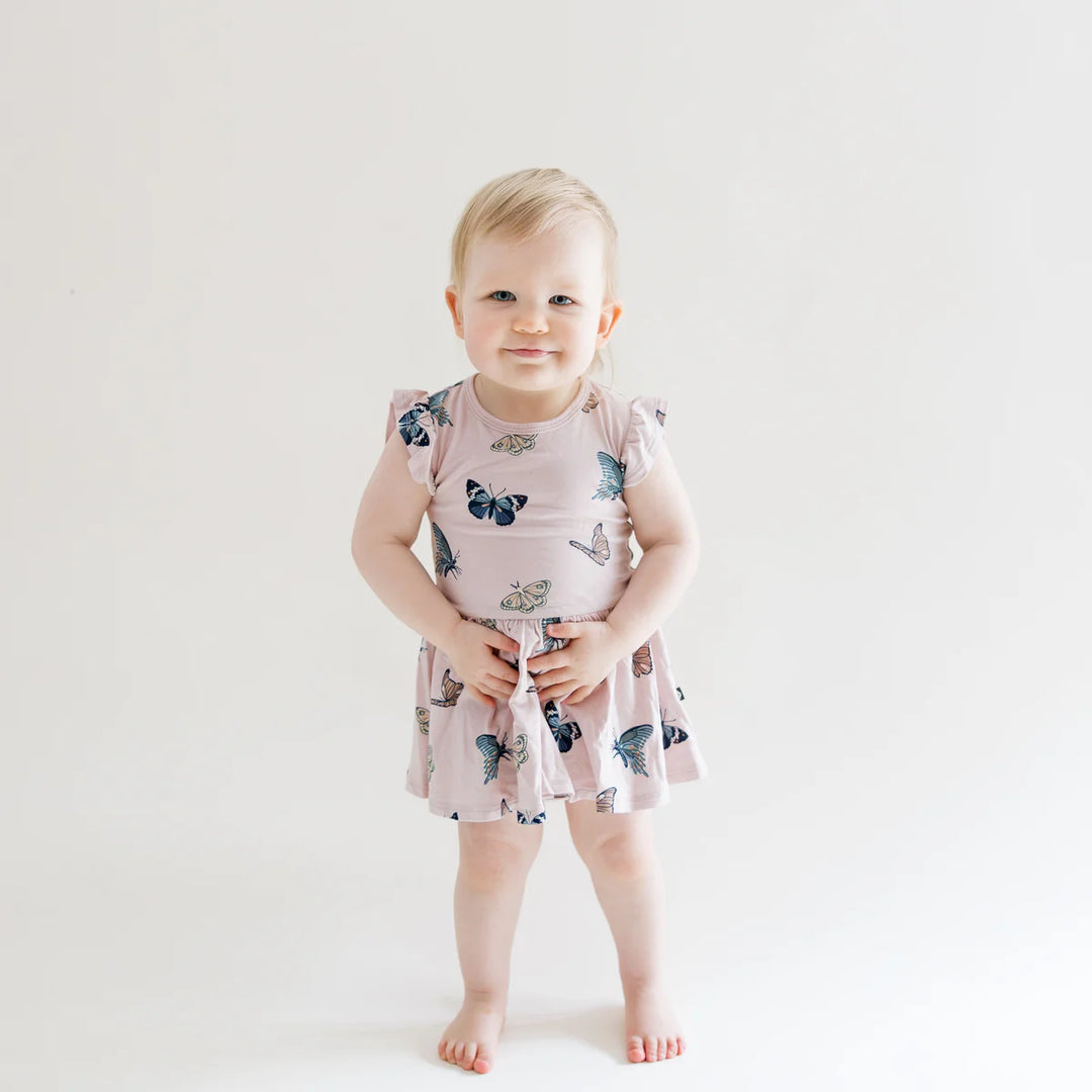 Kyte Baby Twirl Bodysuit Dress - Blush Butterfly