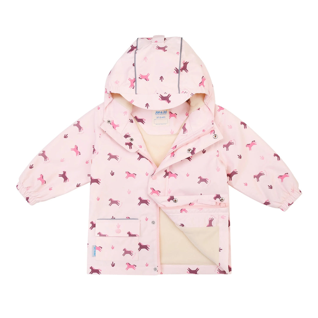 Jan &amp; Jul Cozy-Dry Rain Jacket - Pink Ponies